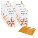60x Signia - 13 orange - Hörgerätebatterien (10x 6er Blister) + DIREKT Reinigungstuch