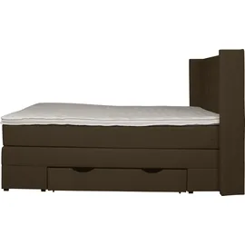 Home Affaire Boxspringbett HOME AFFAIRE "Elegance", braun (dunkelbraun), B:181cm L:210cm, Samtoptik (100% Polyester);Struktur (100% Polyester), Komplettbetten, Boxspringbett, mit schöner Knopfheftung, in den Härtegraden H2 & H3, inkl. Schubladen