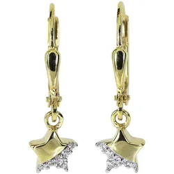 Paar Ohrhänger OSTSEE-SCHMUCK "Ostsee-Schmuck Ohrhänger Stern Ohrhänger Stern", gelb, Ohrringe, Damen, 22 x 6mm, Gelbgold 333