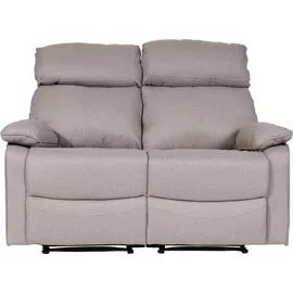 MCW 2er Kinosessel MCW-L93, Relaxsessel Fernsehsessel Sofa, Armlehne Liegefunktion Nosagfederung Stoff/Textil ~ grau-braun