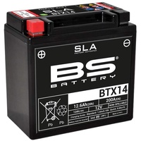 BS Battery 300681 BTX14 AGM SLA Motorrad Batterie, Schwarz