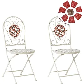 Beliani Spello Gartenstuhl 40 x 40 x 94 cm weiß/rot/grau 2 St.