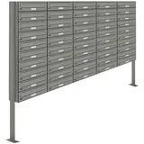 AL Briefkastensysteme 50 Fächer Premium Stand Briefkasten Anlage in RAL 9007 Aluminium Grau, Post A4, robust, wetterfest, Artikelnummer: 132P50S5P9007