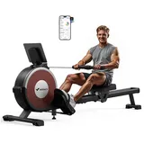 Merach Rudergerät Leises Magnetisches Rudergerät für Zuhause, Klappbar Rudermaschine (Rudergeräte mit 16 Stufen Einstellbar Widerstand, Doppel-Slide-Rails, Bluetooth Exklusiver App, Verstellbarer Tablethalterung, LCD-Display), ideal für Cardio-Training,