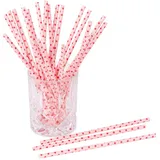 Papierstrohhalme Dots 25 St. 100% Papier Einweg L:19,7cm biologisch abbaubare Trinkhalme, Farbe:rosa