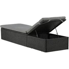 gardenson Sonnenliege 198 x 61 x 38 cm Schwarz