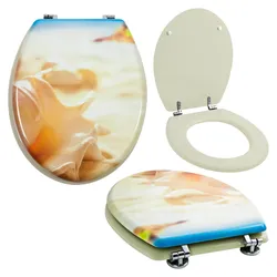 Grafner® WC Sitz mit Absenkautomatik Motiv Muschel Toilettendeckel