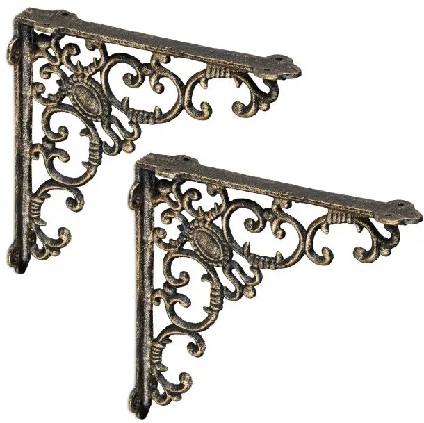 Relaxdays 6 x Regalwinkel antik bronze Gold,Schwarz