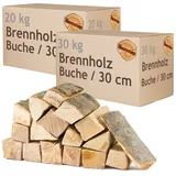 Flameup Kaminholz Brennholz Kaminholz Holz 50 kg Ofen Kamin Kaminofen Grill Buche 30 cm, 50 kg beige