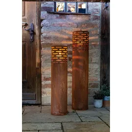 Frank-Flechtwaren Windlicht Rost-Säule, im 2er Set