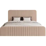 FEDVE Polsterbett, Hellrosa, Textil, 140x200 cm, Schlafzimmer, Betten, Polsterbetten