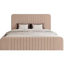 FEDVE Polsterbett, Hellrosa, Textil, 140x200 cm, Schlafzimmer, Betten, Polsterbetten