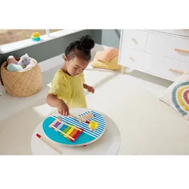 Fisher-Price Holz-Musiktisch mit 3 Percussion-Instrumenten, mehrfarbig, HXT91