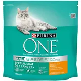 PURINA ONE Bifensis Dual Defense | Spezial für Seniorkatzen: 11 Jahre und älter | Hilft bei der Unterstützung der Vitalfunktionen und der Zellreparatur | Huhn | Beutel | 6 x 1,5 kg