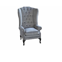 JVmoebel Ohrensessel Ohrensessel Chesterfield 1 Sitzer Sessel Textil Polster Sofa Couch Neu (Ohrensessel), Made In Europe grau