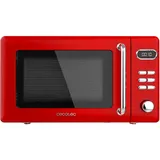 Cecotec Mikrowelle mit Grill ProClean 5110 Retro Red. 20 Liter Kapazität, 700 Watt Leistung, 8 Kochprogramme, Auftaufunktion, 60-Minuten-Timer und Kindersicherung für die schnelle Speisenzubereitung