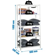 Simon Rack Simonrack Weißes Metallregal 5 Ebenen 75 kg,