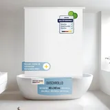 Rapid Teck® Halb-Kassetten Duschrollo 80cm | stilvolles Design Milky Stone | Duschvorhang mit Seilzug | Modernes Duschrollo für Badewanne | Duschrollo für Dusche und kleine Bäder