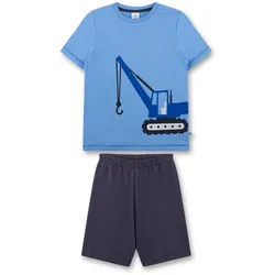 Sanetta Jungen Schlafanzug - kurz, Kids, Nachtwäsche, Pyjama, Baumwolle Blau 104