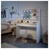 Vicco Schminktisch Emma Weiß 120 cm mit Spiegelregal, Hocker & LED-Beleuchtung