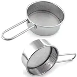 Dadamong 2er-Pack Mini Mehlsieb zum Backen, Mehl oder Puderzuckerstreuer Staubwedel mit Griff, Edelstahl Backwerkzeuge Staubmehl Sieb für Zucker, Mehl, Pulver und Gewürze