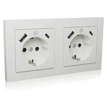 Icy Box Doppelsteckdose Unterputz IB-MPS4200W-PD Weiß 2 St.
