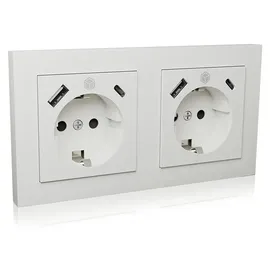 Icy Box Doppelsteckdose Unterputz IB-MPS4200W-PD Weiß 2 St.
