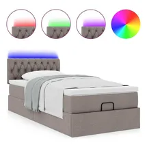 vidaXL Bett Ottoman-Bett mit Matratze & LEDs Taupe 90x190 cm Stoff