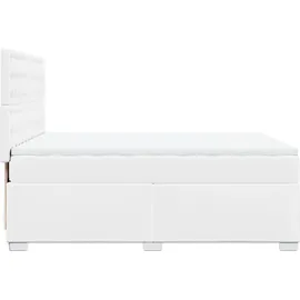 vidaXL Boxspringbett mit Matratze Weiß 140x200 cm Kunstleder