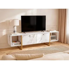 vente-unique Derana TV-Lowboard 160x47,6x40 cm Weiß Holz/Metall