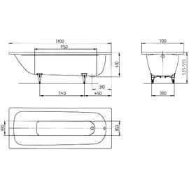 Kaldewei Saniform Plus 363-1 Rechteckbadewanne 70 x 170 cm (111800013001)