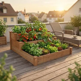 needs&wants Hochbeet Stufenbeet 123,5 x 123,5 x 53 cm Braun