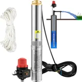 Vevor 3' Tiefbrunnenpumpe 550W Brunnenpumpe Max. Durchfluss 50L/min Tauchpumpe Max. Förderhöhe 89m Tauchwasserpumpe Sandbeständig 5% Max. Drehzahl