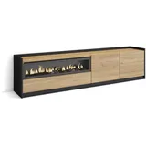 SKRAUT HOME Lowboard 207x50x37 cm Eiche Schwarz Holzwerkstoff