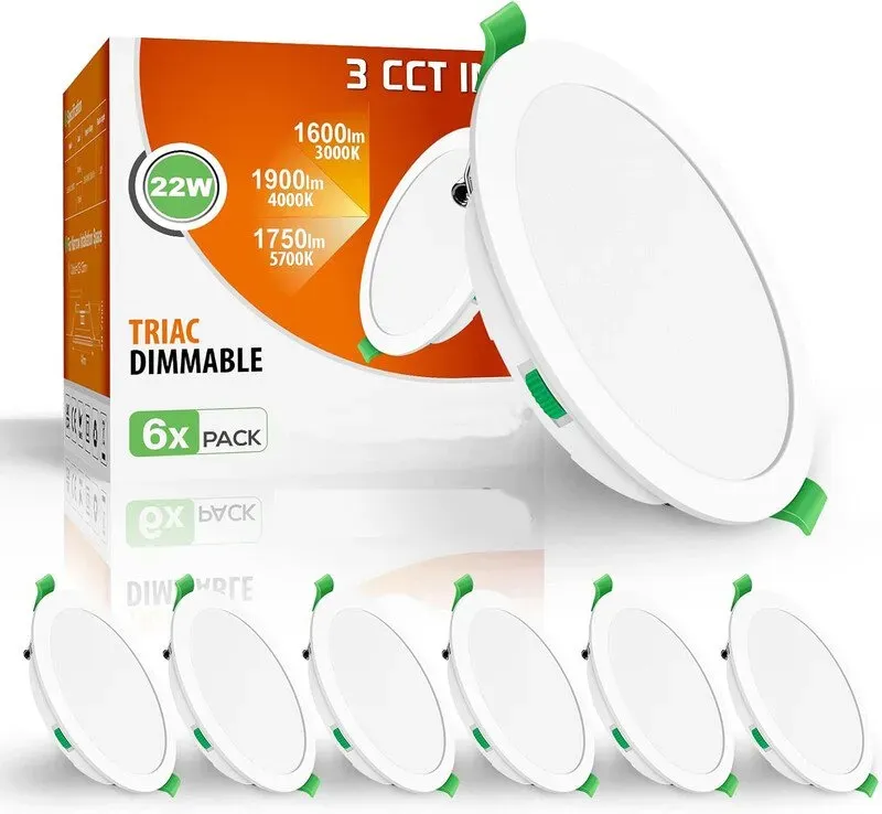 LED Einbauspotleuchten, dimmbar, IP44-geschützt, für das Badezimmer, 22 W, 1900 lm, warmweiß (3000 K), neutralweiß (4000 K), kaltweiß (6500 K)