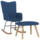 vidaXL Schaukelsessel mit Hocker Blau Stoff