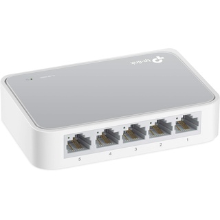 TP-Link TL-SF1005D 5-Port Fast Ethernet-/Netzwerk-/Lan Switch (10/100Mbit/s, automatische Geschwindigkeits- und Duplexanpassung, Plug-und-Play, Auto-MDI/MDIX, lüfterlos) weiß