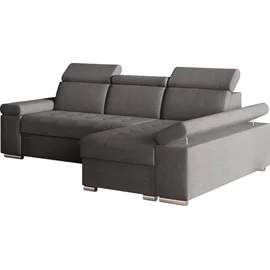 moeblo Ecksofa L mit Schlaffunktion, verstellbaren Kopfstützen & Bettkasten – Modernes Schlafsofa mit Stauraum - Ecksofa Luka L - Grau (Twist 20... - Grau
