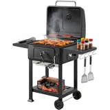 Holzkohlegrill Bbq Smoker Mit Deckel Thermometer Höhenverstellbar Kohlepfanne Kamin Grillrost Seitentisch Aschefach