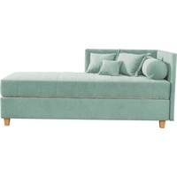 alina Schlafsofa Kona, 7-Zonen Taschenfederkernmatratze, Zierkissen-Set und Schlummerrollen blau 201 cm x 90,5 cm x 91 cm