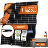 Solarway® All In One Balkonkraftwerk mit Speicher 1000W komplett Steckdose - 1,6 kWh Anker Solix 2 PRO Speicher - Solaranlage Komplettset - 500W Solarmodule & Anker Speicher & Zubehör