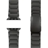 nalia Argon Titan-Armband für Apple Watch Metallarmband gebürstet - Stabil, Rostfrei & Matt, Titan Uhrenarmband, Schwarz