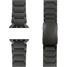 nalia Argon Titan-Armband für Apple Watch Metallarmband gebürstet - Stabil, Rostfrei & Matt, Titan Uhrenarmband, Schwarz