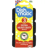 Dishmatic Schwarze extra schwere Spülschwamm Nachfüllköpfe mit antibakteriellem Schleifmittel