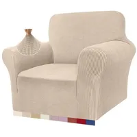 luxuskollektion Sofahusse Jacquard Stretch Beige 1 Sitzer