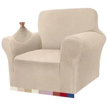 luxuskollektion Sofahusse Jacquard Stretch Beige 1 Sitzer