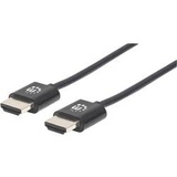 Manhattan HDMI Anschlusskabel HDMI-A Stecker, HDMI-A Stecker 1.00m Schwarz 394352 Folienschirm, Gefl