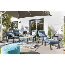 Loungemöbel Set Deluxe Alu 5 tlg. blau Aluminium Blau