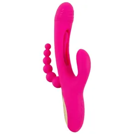 Sweet Smile Rabbitvibrator „Triple Vibe With Flicking Tongue“ mit Anal-Stimulator, pink