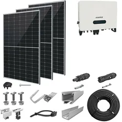 PV-Komplettanlage 10 kWp mit AXITEC Wechselrichter 10 kW, 24 Solarmodulen silver frame & Montagesystem Aufdach (* 0% MwSt. gem. §12 Abs. 3 UstG)